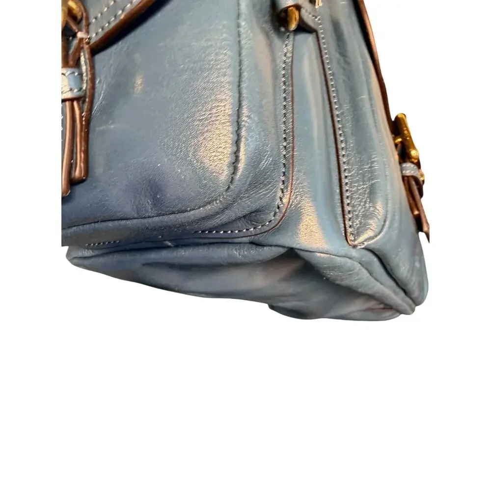 Chloe NWT Shiny Leather Medium Camera Bag in Tapestry Blue